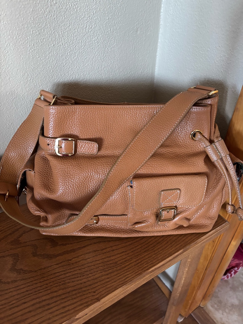 Maxx New York beige leather bag, large size .